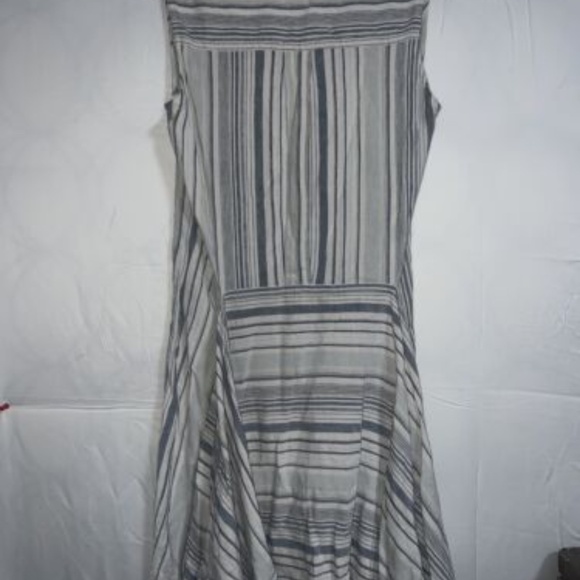 Drew Anthropologie Button Down Tie Front Linen Blend Stripe Dress Small - Picture 5 of 7
